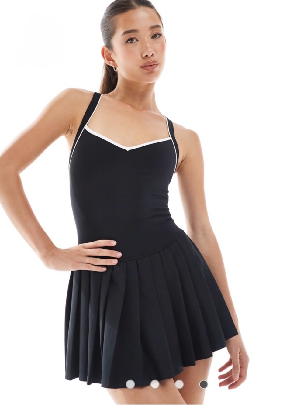Bo+Tee by OSOS pleated tennis mini dress in black